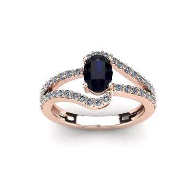Sselects 1 1/2 Carat Oval Shape Sapphire And Fancy Diamond Ring In 14 Karat Rose Gold In Multi