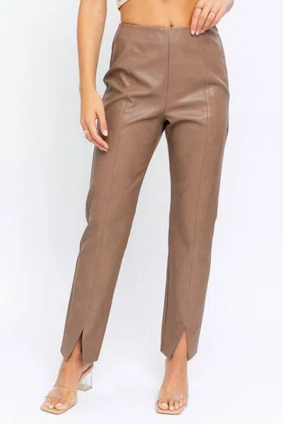 Le Lis New York Minute Pleather Pants In Brown