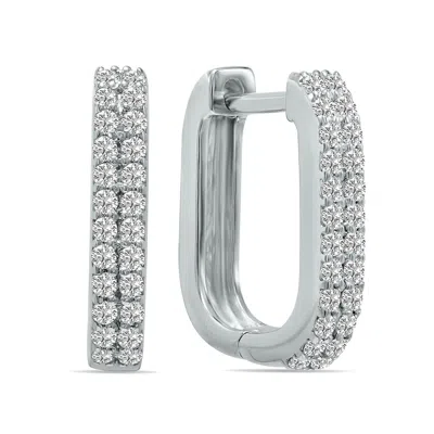 Sselects 1/4 Ctw Oval Lab Grown Diamond Huggies Hoop Earrings In 10k White Gold F-g Color, Vs1- Vs2 Clarity