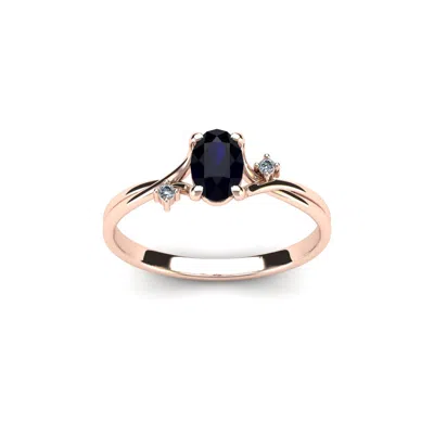 Sselects 1/2 Carat Oval Shape Sapphire And Two Diamond Accent Ring In 14 Karat Rose Gold In Multi