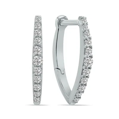 Sselects 1/4 Ctw Heart Shape Lab Grown Diamond Huggies Hoop Earrings In 10k White Gold F-g Color, Vs1- Vs2 Cl