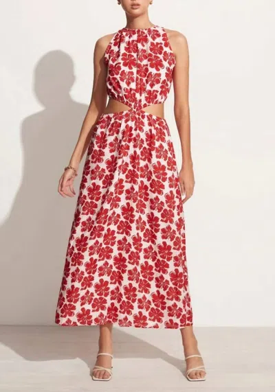 Faithfull The Brand Trapani Midi Dress In La Presa Floral Print In Red