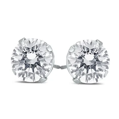 Sselects Signature Quality 1 Carat Tw Round Solitaire Earrings In 14k White Gold G-h Color, Si1-si2 Clarity