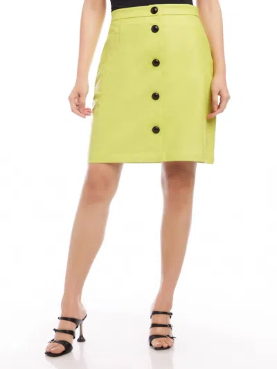 Fifteen Twenty Vegan Leather A-line Skirt In Lime In Yellow