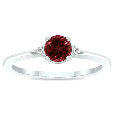 Sselects Women's Garnet And Diamond Classic Ring In 10k White Gold