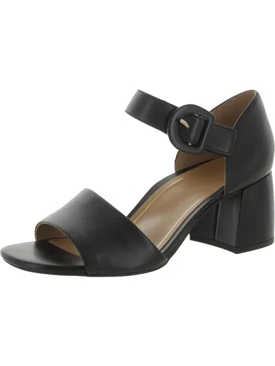 Vionic Chardonny Womens Leather Ankle Strap Block Heel In Black