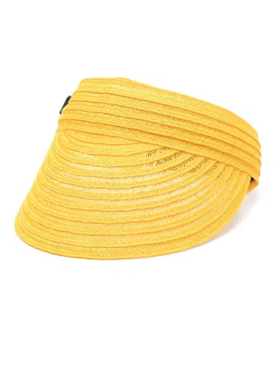 Borsalino Lella Visor In Braided Hemp In Yellow