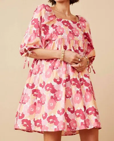 Hayden La Floral Square Neck Dress In Piper Pink
