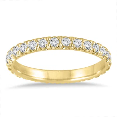Sselects 1 1/2 Carat Tw Shared Prong Diamond Eternity Band In 10k Yellow Gold