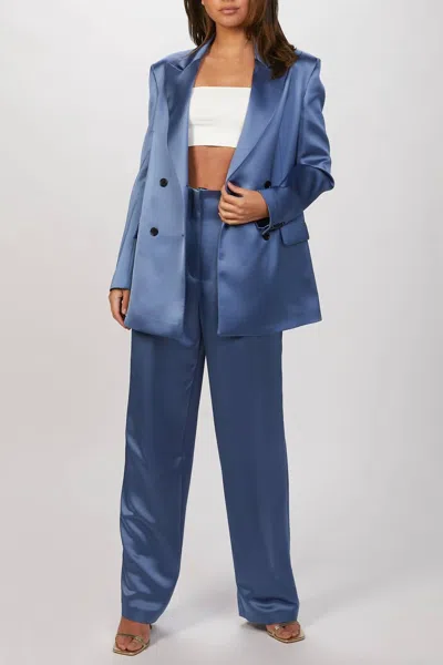 In The Mood For Love Bonnie Satin Jacket In Blue