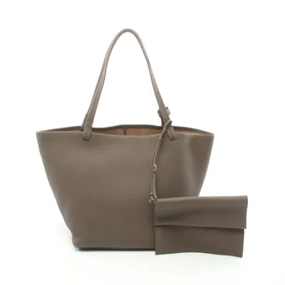 The Row Park Tote Three Grain Calfskin Tote Bag Shoulder Bag Tote Bag Matte Grain Leather With Pouch In Multi