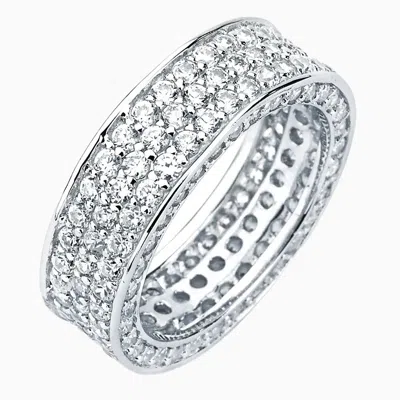 Pori Jewelry Silver Eternity Band Stackable Ring In White