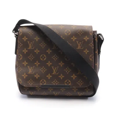 Pre-owned Louis Vuitton District Pm Monogram Macassar Shoulder Bag Pvc Leather In Brown