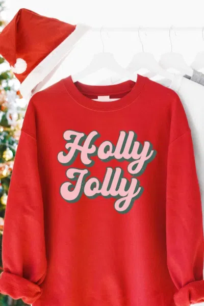 Wknder Holly Jolly Graphic Sweatshirt In Red