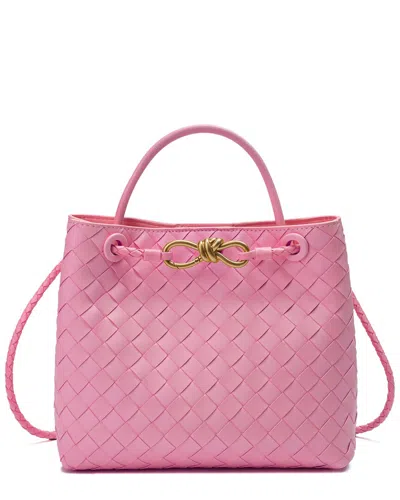 Tiffany & Fred Woven Leather Top Handle Messenger Bag In Pink