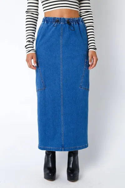 Olivaceous Parachute Skirt In Denim In Blue