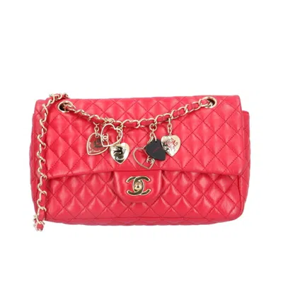 Pre-owned Chanel Matelassé Suede Shoulder Bag () In Red