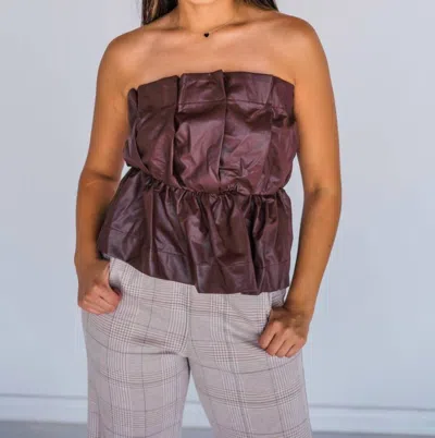 Tcec Craving Your Attention Top In Chocolate Brown In Beige