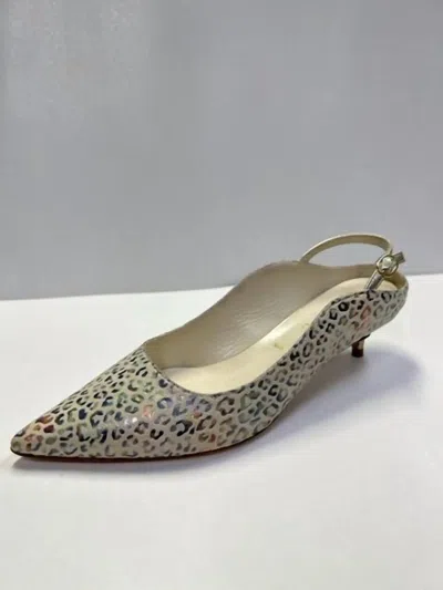 Butter Brook Slingback Kitten Heel In Mini Leopard Stamp In Brown