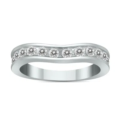 Sselects 1 Carat Tw Diamond Channel Set Curved Band In 14k White Gold