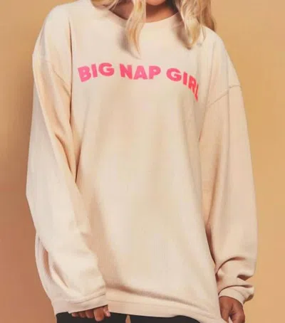 Friday + Saturday Big Nap Girl Sweatshirt In Hot Pink/beige In Multi