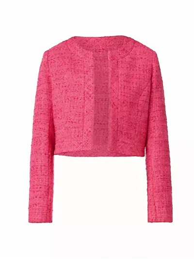 Shoshanna Barb Open-front Tweed Jacket In Pink