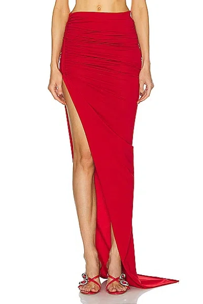 Rick Owens Gathered Asymmetric Skirt In Red