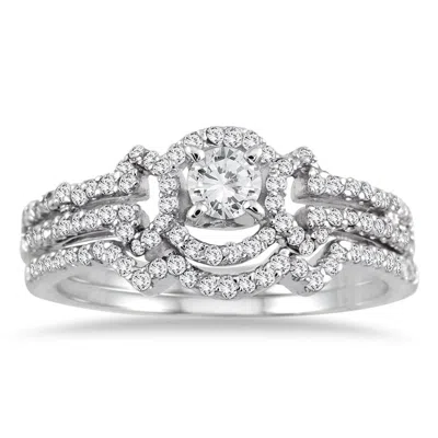 Sselects 5/8 Carat Tw Diamond Bridal Set In 10k White Gold