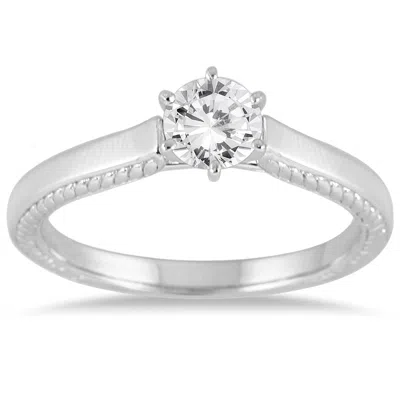 Sselects Ags Certified 1 Carat Diamond Cathedral Ring In 14k White Gold H-i Color, I1-i2 Clarity