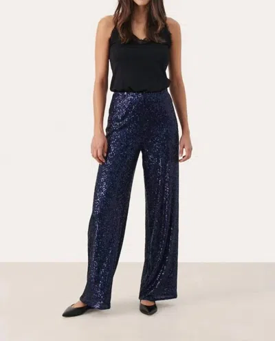 Part Two Tatiana Sparkle Sequin Trousers In Midnight Sail In Blue