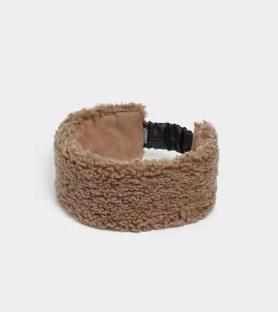 Apparis Eleni Shearling Headband In Taupe In Grey