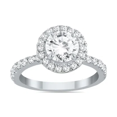 Sselects Ags Certified 1 1/2 Carat Eternity Halo Diamond Engagement Ring In 14k White Gold H-i Color, I1-i2 C