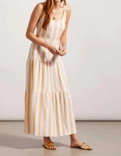 Tribal Striped Maxi Dress With Back Tie In Beige
