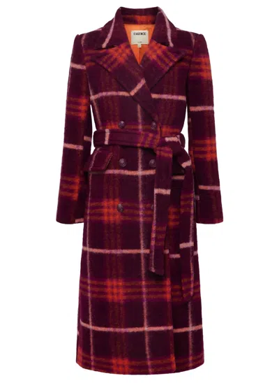L Agence Olina Belted Plaid Coat In Red