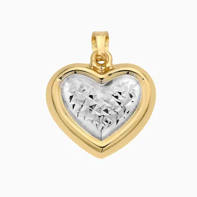 Pori Jewelry 14k Gold Two Toned Diamond Cut Heart Pendant In Multi