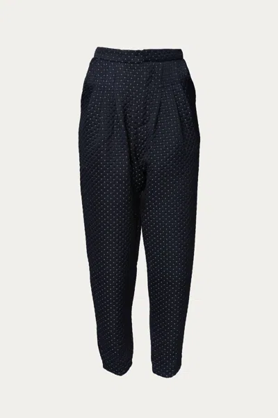 Sister Jane Creme Quilt Peg Trousers In Navy Blue