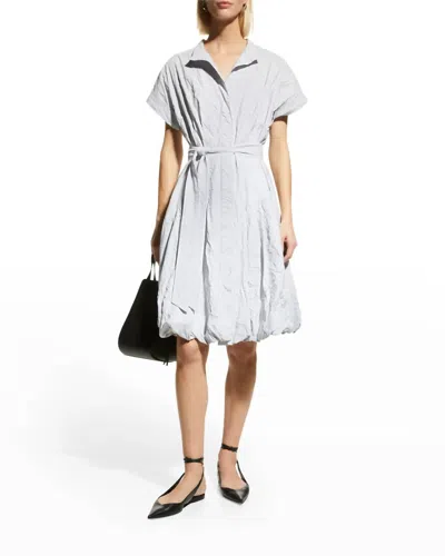 Finley Lilibet Crushed Pinstripe Bubble Dress In Black & White