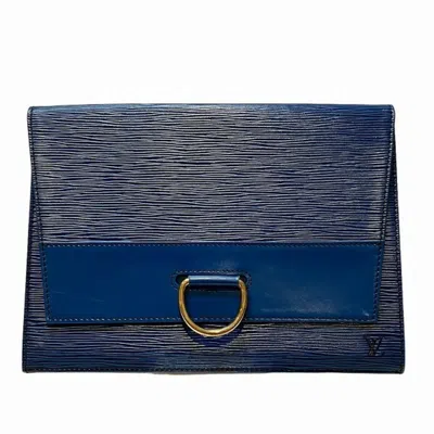 Pre-owned Louis Vuitton Jena Leather Clutch Bag () In Blue