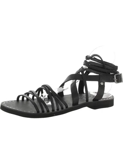 Free People Willow Wrap Womens Faux Leather Cushioned Gladiator Sandals In Black