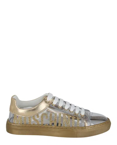 Moschino Transparent Logo Sneakers In Gold