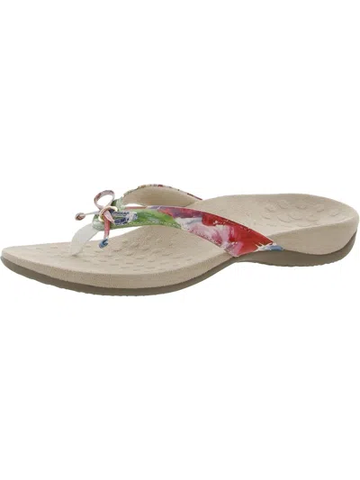 Vionic Cassie Womens Patent Floral Print Thong Sandals In Multi