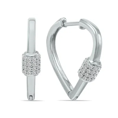 Sselects 3/8 Ctw Heart Shape Lab Grown Diamond Huggies Hoop Earrings In 10k White Gold F-g Color, Vs1- Vs2 Cl