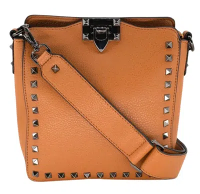 Bc Handbags Studded Crossbody Bag In Tan/grey In Orange