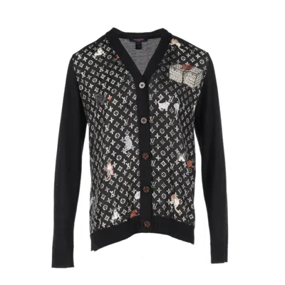 Pre-owned Louis Vuitton Catgram Cardigan Wool Silk Multicolor In Black