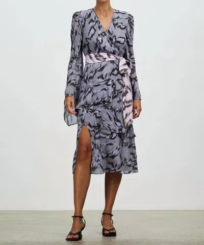 Diane Von Furstenberg Desma Wrap-effect Printed Chiffon Midi Dress In Grey