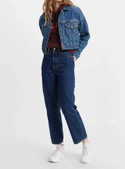 Levi's Ribcage Straight Ankle Jeans In Dark Mineral In Blue