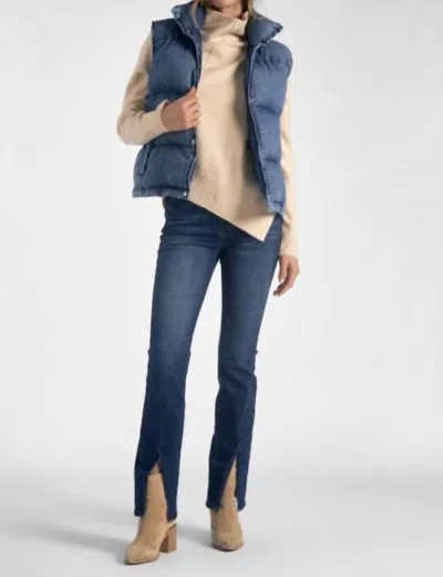 Elan Jemma Puffer Vest In Denim In Blue