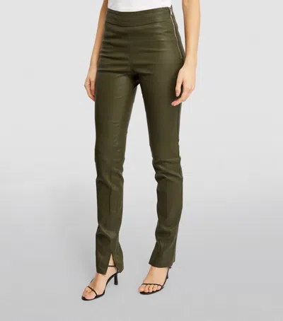 Helmut Lang Split Leather Pant In Sage In Multi