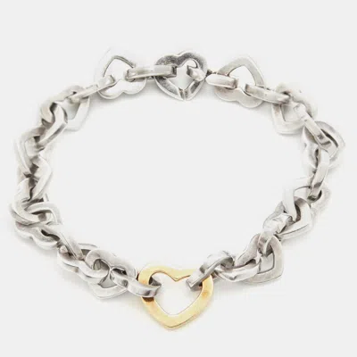 Tiffany & Co Heart Link Sterling Silver 18k Yellow Gold Bracelet