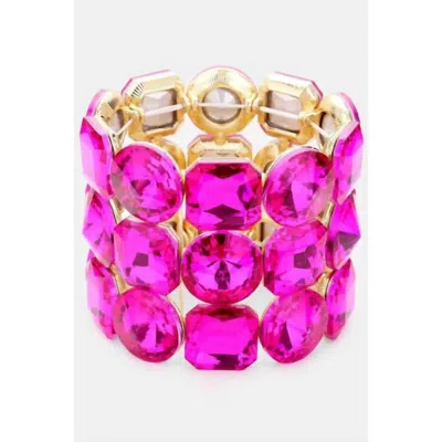 Wona Trading Women's Bling Statement Bracelet In Fuchsia In Pink